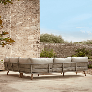 Outdoor Dining Set Natural Teak With Woven Rope and Cushion for Garden Patio Vila Furniture - Gemila - Product Image 2