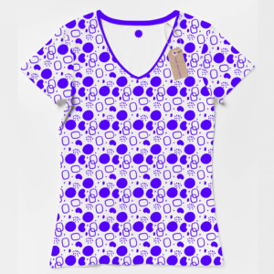 T-shirts pour femmes à col en V imprimés sur toute la surface, 100% coton, logo personnalisé imprimé, fibre de bambou compressée, prix bas, provenance du Bangladesh - Product Image 3