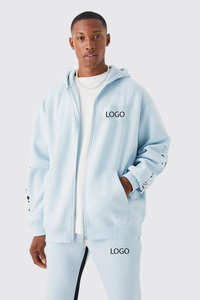 Nouveau survêtement de haute qualité à soufflets superposés, unisexe, dernier design streetwear, poids lourd, ensemble 2 pièces, pantalon à soufflets et sweat à capuche zippé - Product Image 2