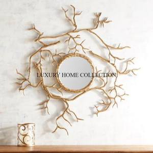 Cadre de miroir mural design en métal antique de qualité supérieure avec des tons de bronze luxueux défilements complexes pour des intérieurs haut de gamme - Product Image 2