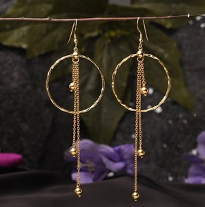 Pendientes de aro de oro hechos a mano con cadenas, Pendientes colgantes chapados en oro de 18 quilates, joyería larga de declaración Bohemia para mujer, regalo para ella - Product Image 5