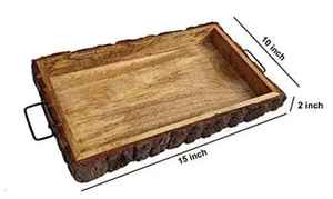 Plateau en bois avec écorce pour la maison et le bar Rangement décoratif Meilleur prix disponible - Product Image 3