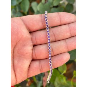 สร้อยข้อมือเทนนิสเงินแท้ 925 ประดับด้วยพลอยอเมทิสต์ สร้อยข้อมือเงินแฟชั่นประดับพลอยอเมทิสต์ - Product Image 1