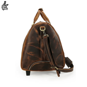 Maleta de viaje de cuero genuino marrón personalizada OEM, de lujo, para fin de semana, para hombre. - Product Image 3