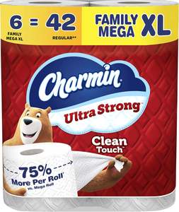 CharminUltra Strong Clean Touch Toilet <b>Paper</b>, 6 Family Mega XL <b>Rolls</b> = 42 Regular <b>Rolls</b> - Product Image 6