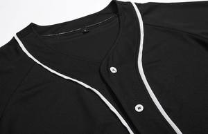 <b>High</b> Quality 100% Polyester Made Oem Custom Fashion Print <b>Red</b> and Black Baseball Full Button Jersey - Product Image 4