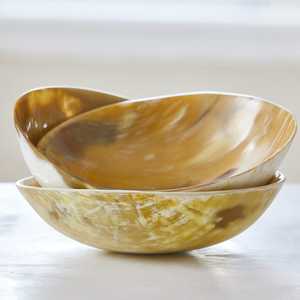 HF Crafts Hecho a mano Cuerno de búfalo natural Cuenco para servir Precio al por mayor Tonos terrosos cálidos Herramienta de ensalada de raíces bohemias - Product Image 2