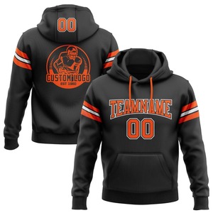 Wholesale & Dropship Custom Stitched Black Orange-<b>White</b> Football Pullover <b>Sweatshirt</b> Hoodie - Product Image 1