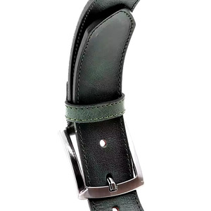 Ceinture de luxe en cuir véritable vert pour hommes avec boucle faite à la main, accessoire tendance de longueur personnalisée - Product Image 5