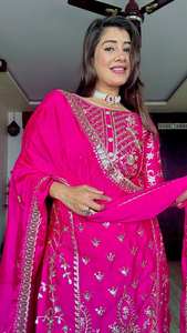 Tennecy Kurta/Kurti Indio-Pakistaní de Seda Pura Cinon, Totalmente Cosido, Sin Arrugas, Reversible, Listo para Usar, con Bordado Intenso - Product Image 4