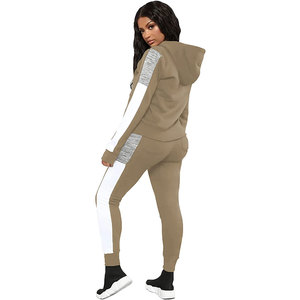 Moda mujer 2 uds pulóver chándal 2025 invierno tiras laterales sudaderas con capucha cálido personalizado pulóver chándal - Product Image 6