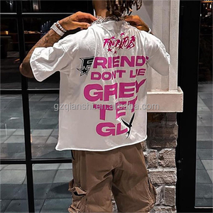 Personalizar la impresión de la pantalla de gran tamaño de peso pesado de la camiseta de fabricación recortada de la camiseta de los hombres de algodón Boxy gráfico camisetas para hombres - Product Image 4