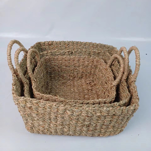 Set of 3 <b>Rectangular</b> Seagrass <b>Basket</b> - Product Image 1