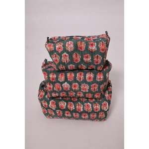 Indian Cotton Durable Portable <b>Large</b> Capacity Waterproof Fashion Printed <b>Makeup</b> Pouch Travel Zipper for Cosmetic <b>Bag</b> - Product Image 1