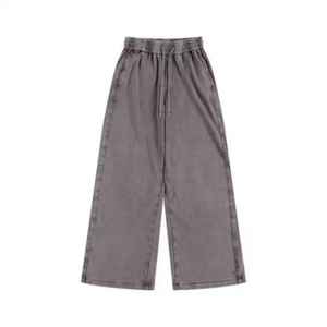 Pantalones Deportivos Holgados de Punto con Lavado Ácido para Hombre, Logotipo Personalizado, 100% Algodón con Forro Polar, Pantalones Deportivos Anchos de Pierna Ancha con Lavado a la Piedra para Hombre - Product Image 4