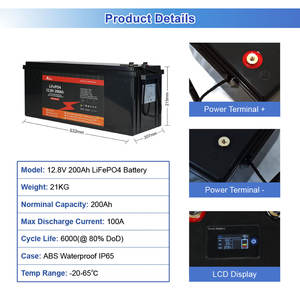 Hbowa baterai Lithium 12V 24V 100AH/200ah dan 400ah dirancang untuk tenaga surya/RV dan penyimpanan tenaga laut - Product Image 6
