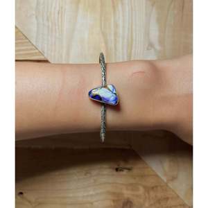 Navajo Handmade Fashion <b>Cuff</b> <b>Bracelet</b> in Purple with Mohave Turquoise & Sterling <b>Silver</b> - Product Image 5