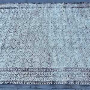 พรมวินเทจ ขนาด 6.1x9.7 ฟุต สีเทา-ดำ ทำจากขนสัตว์แท้สไตล์ตุรกี - Product Image 4