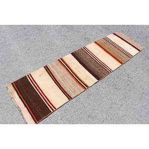 Turkish Vintage <b>Runner</b> Rug 2x6.7 ft, Brown <b>Red</b> Floral Rug - Product Image 2