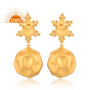 Boucles d'oreilles de style ethnique, ensemble de perles en laiton or martelé à la main, Design indien, plaqué or, fabrication de bijoux, pièces - Product Image 4