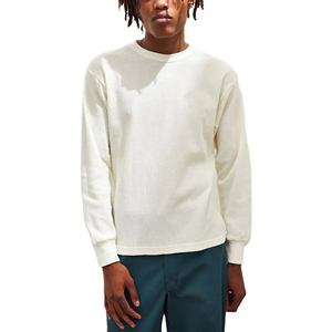 OEM Custom Logo High Quality Thermal Knit T-shirt Custom Long Sleeve Streetwear Combed Cotton <b>Tshirts</b> for Men - Product Image 6