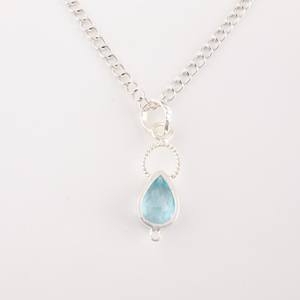 Colgante de Topacio Azul Cielo, Hecho a Mano, Chapado en Oro de 24K, Plata de Ley, Corte Pera, Certificado IGI, Diseño Único, Joyería Elegante para Mujer - Product Image 3