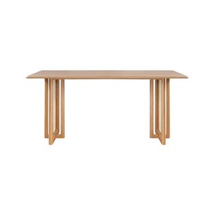 Table à manger en bois de teck massif avec pied en rotin tissé et matériau de haute qualité pour l'intérieur et l'extérieur - Product Image 2