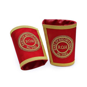 Puños de guantelete de Regalia masónica escocesa, insignias provinciales de tela bordada con decoración de encaje, hechos a mano para la elegancia - Product Image 1