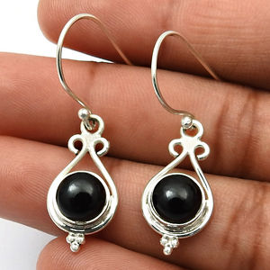Precio al por mayor de alta calidad, Plata de Ley 925, piedras preciosas de ónix negro Natural, aspecto clásico, Pendientes colgantes bohemios, joyería hecha a mano - Product Image 3
