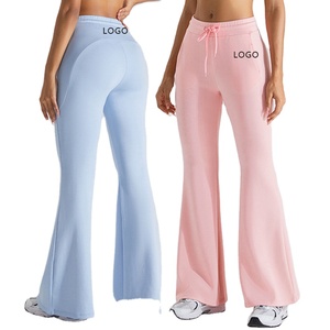 Fabricant OEM Vente en gros Tenue de sport personnalisée Cordes de tirage d'automne en coton Pantalon de survêtement évasé Pantalon de jogging pour femme avec poche - Product Image 1