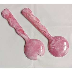 Elegant Wood Handle Salad Server Set with Crystal Clear Design Eco-Friendly for Home Restaurant Dining & <b>Gifting</b> - Product Image 5