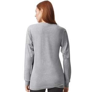 Camiseta básica de algodón de manga larga para mujer, cuello redondo, tela suave informal, cómoda para uso diario - Product Image 2