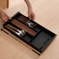 Tiroir à couverts extensible en plastique ABS, organisateur de tiroir de cuisine, plateau de rangement réglable pour couverts, organisateur d'ustensiles