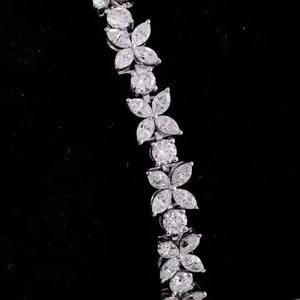 Pulsera de diamantes estilo Flor de moda 2025 Baguette de plata 925 Iced Out VVS Moissanite Tennis Bracelet para mujer - Product Image 6