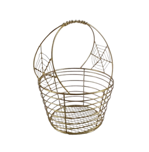 Cesta de fruta redonda de alambre de hierro para almacenamiento de cocina, cesta de almacenamiento de latón pálido, mesa de Halloween, precios al por mayor hechos a mano - Product Image 1