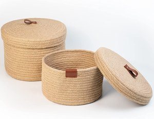 <b>Large</b> Cotton Rope Laundry <b>Hamper</b> with Handles Woven Organizer for Efficient Clothing Storage and Management - Product Image 4