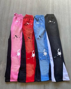 Pantalones de chándal con logotipo personalizado, pantalones de chándal de algodón con lavado ácido, pantalones holgados de felpa francesa apilados, pantalones acampanados para hombre - Product Image 2
