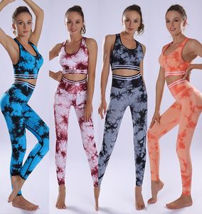 Fit Fitness Bra Leggings de cintura alta Tie Dye Workout Set Workout Gear Conjuntos de mujer Conjuntos de yoga Fitness Mujer - Product Image 6