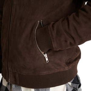 Manteau décontracté à manches longues en polyester/coton pour hommes, col montant, couleur unie avec fermeture éclair, logo avant pour l'hiver - Product Image 3