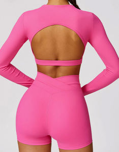 Ensemble de vêtements de sport pour femmes avec logo personnalisé, vêtements de sport, tenue de sport, soutien-gorge de sport, haut court, leggings, ensemble de yoga sans couture - Product Image 5