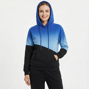 Sudaderas con Capucha de Diseño Personalizado al por Mayor para Mujer, Bloques de Color, Paneles en Contraste, Estilo Urbano, Corte Holgado, Bolsillo Tipo Canguro, Felpa de Algodón - Product Image 1
