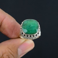Bague tournante bohème faite à la main en argent sterling 925 avec cabochon turquoise certifié par un tiers Jessica pour mariage et fiançailles