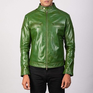 Veste en cuir pour hommes avec fermeture éclair teintée en marron de qualité supérieure Veste d'hiver élégante en cuir de vachette véritable pour moto - Product Image 2