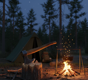 Hacha de Supervivencia Tradicional, Forjada a Mano, Acero con Alto Contenido de Carbono, Funda Protectora de Cuero, Grado Industrial, para Caza y Madera - Product Image 3