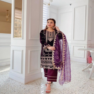 High Quality Polyester Ladies Salwar Kameez Unique Style and Fantastic <b>Fabric</b> for <b>Indian</b> & Pakistani Women - Product Image 2