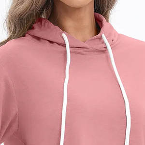 OEM Automne et hiver, sweat-shirt à capuche pour femme, manches longues, avec doublure à carreaux, style décontracté brodé, nouveau crop top - Product Image 4