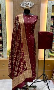 กำหนดเองทำจากผ้าไหม choli Magenta banarasi unstitched สูททอง zari ทอ dupatta ในสีเขียวเหมาะสำหรับงานแต่งงาน - Product Image 4