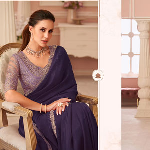 ผ้าไหมเนื้อนุ่มแท้ดีไซน์เนอร์งานปักลวดลายแฟนซีงานแต่งงานสไตล์ดั้งเดิม - Product Image 1