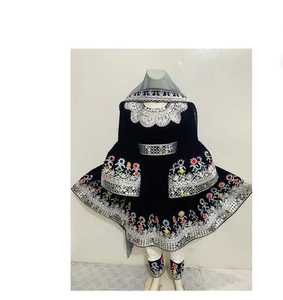 Robes afghanes CHARMA brodées à manches longues de couleur noire pour femmes, prêtes à porter, 3 pièces, à prix bas et MOQ faible - Product Image 1