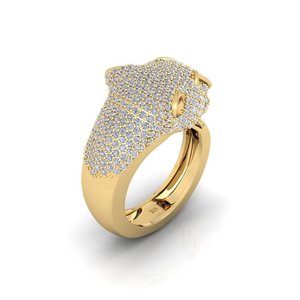 Bague Cocktail Tête d'Animal SHREYA DIAM en Or Blanc et Argent 925, Perle d'Eau Douce, Moissanite, Sertissage Pavé Glacé, Design de Luxe Unisexe - Product Image 4
